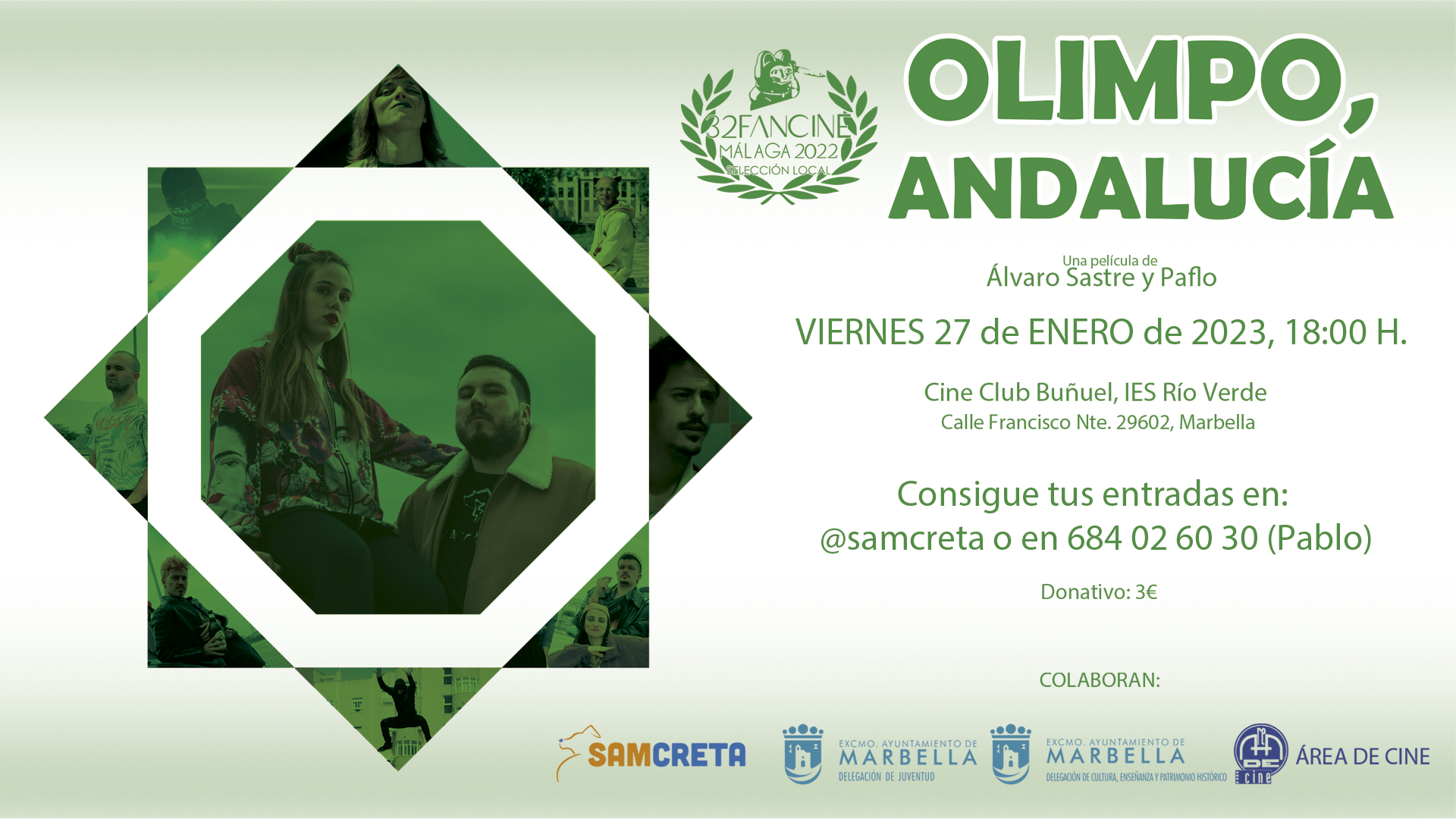 El Ayuntamiento apoya la nueva película ‘Olimpo, Andalucía’, del joven creador marbellí Pablo Álvarez, de la productora Samcreta, que se proyectará el próximo 27 de enero en la ciudad